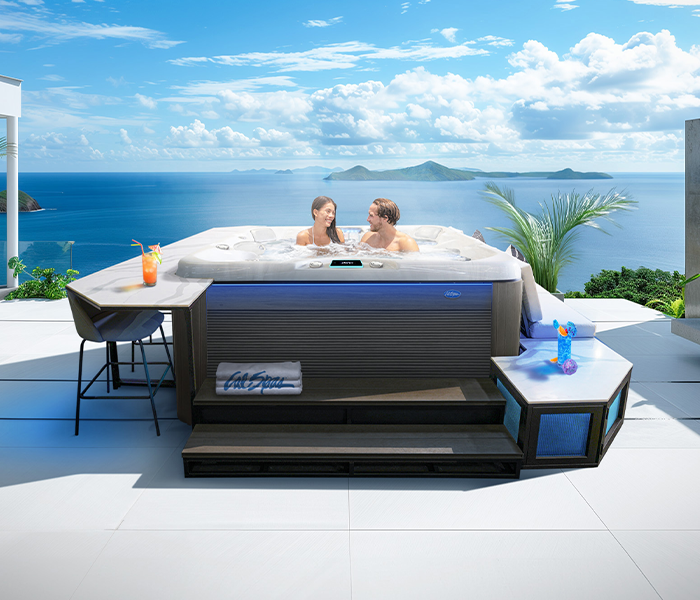 Calspas hot tub being used in a family setting - Naples